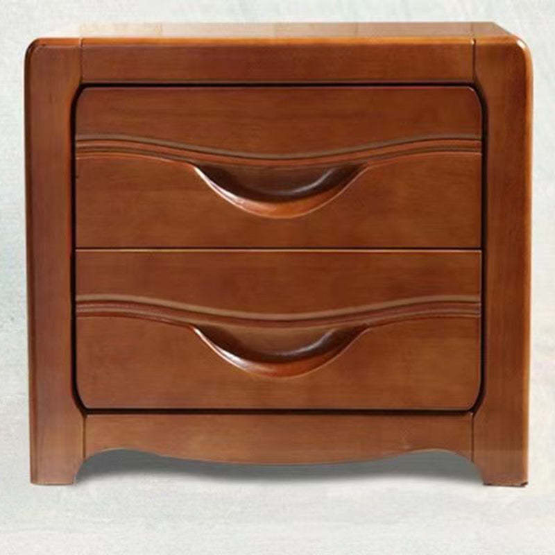 Minimalist Solid Wood Slab 2-Drawer Nightstand
