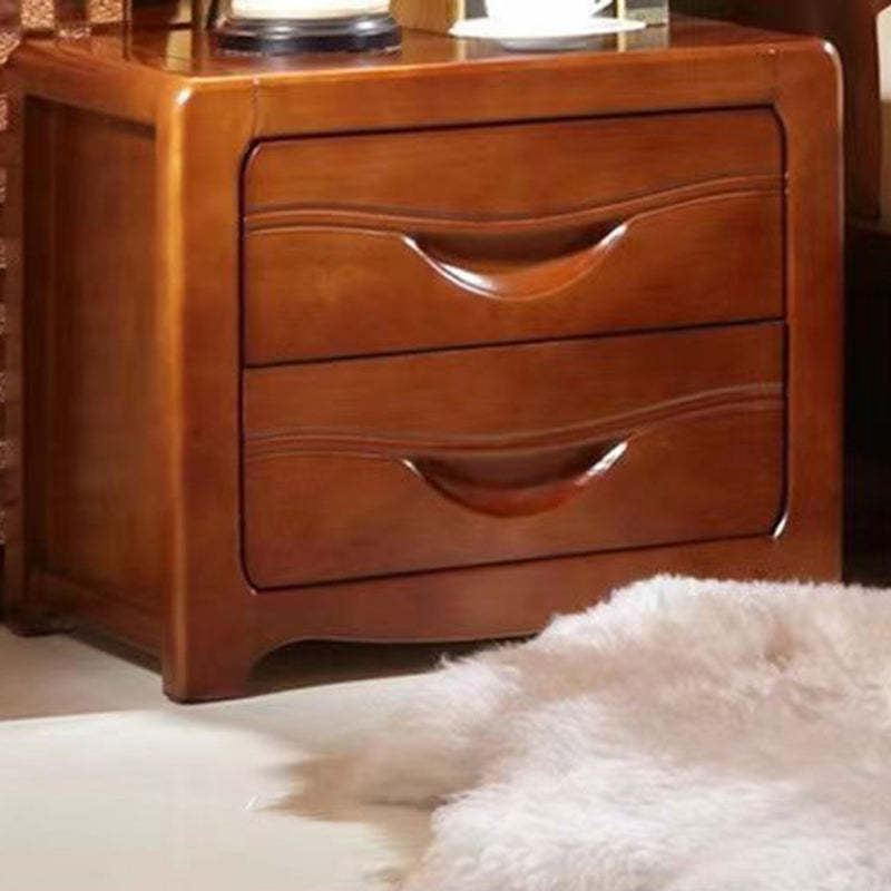 Minimalist Solid Wood Slab 2-Drawer Nightstand
