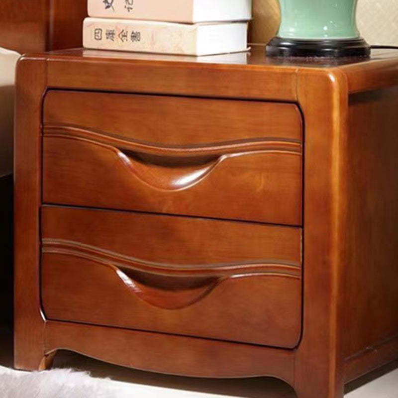 Minimalist Solid Wood Slab 2-Drawer Nightstand