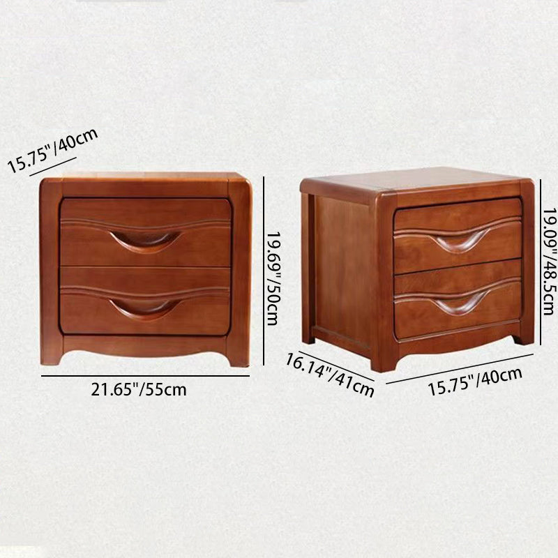 Minimalist Solid Wood Slab 2-Drawer Nightstand — White