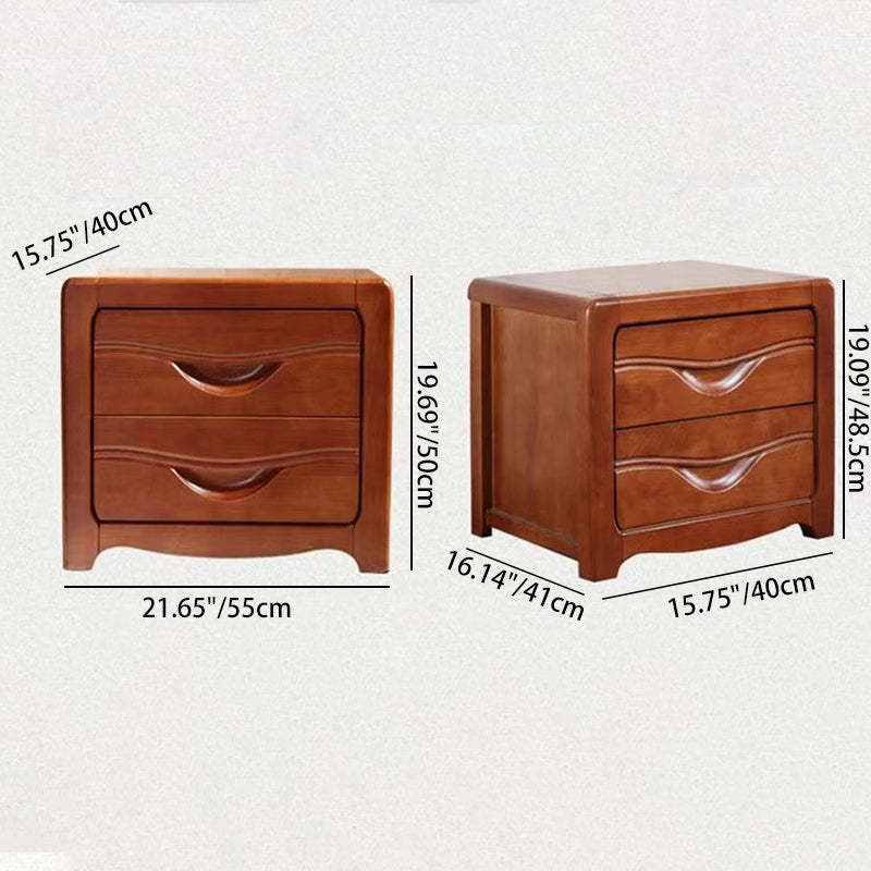 Minimalist Solid Wood Slab 2-Drawer Nightstand — White