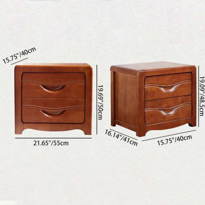 Minimalist Solid Wood Slab 2-Drawer Nightstand — White