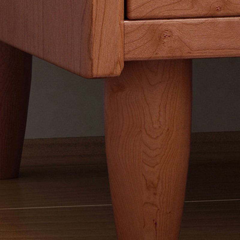 Vintage Rubberwood Rattan 1-Drawer Nightstand