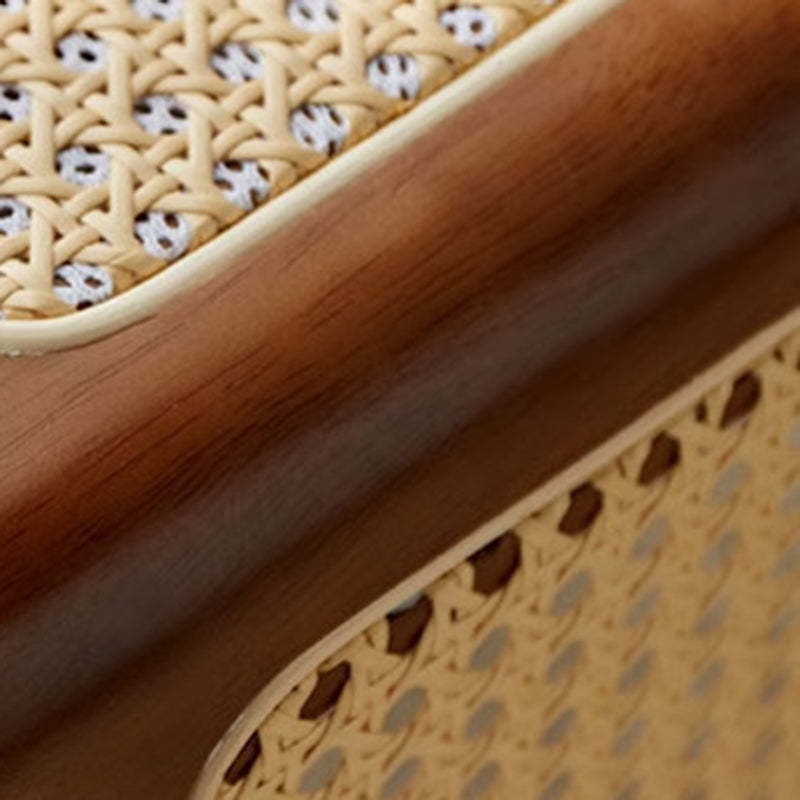 Vintage Rubberwood Rattan Side Table