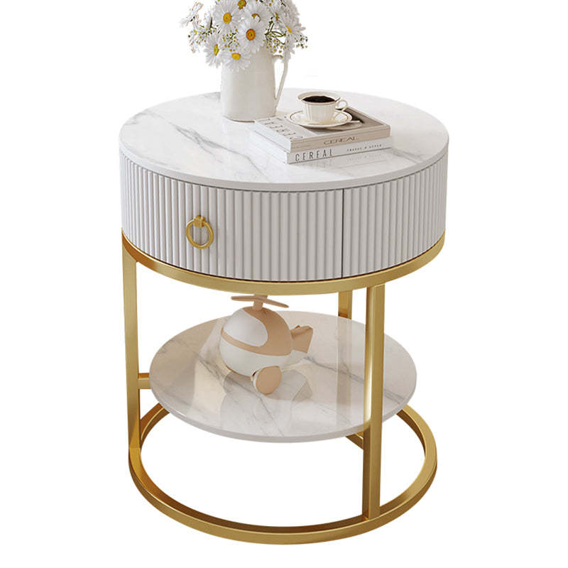 Scandinavian Rock Slab Steel Side Table