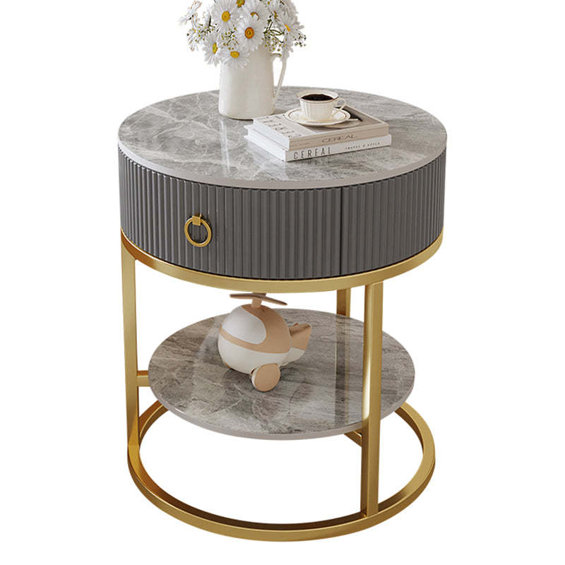 Scandinavian Rock Slab Steel Side Table