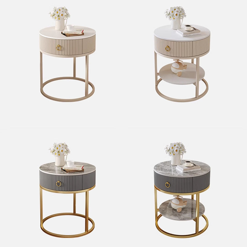 Scandinavian Rock Slab Steel Side Table