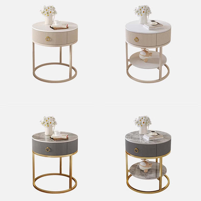 Scandinavian Rock Slab Steel Side Table
