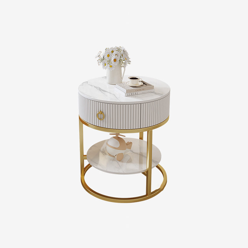 Scandinavian Rock Slab Steel Side Table