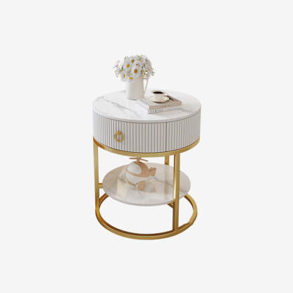 Scandinavian Rock Slab Steel Side Table