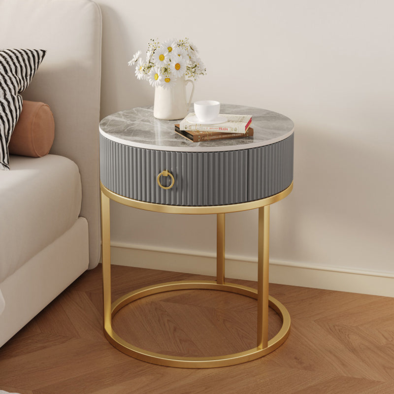 Scandinavian Rock Slab Steel Side Table