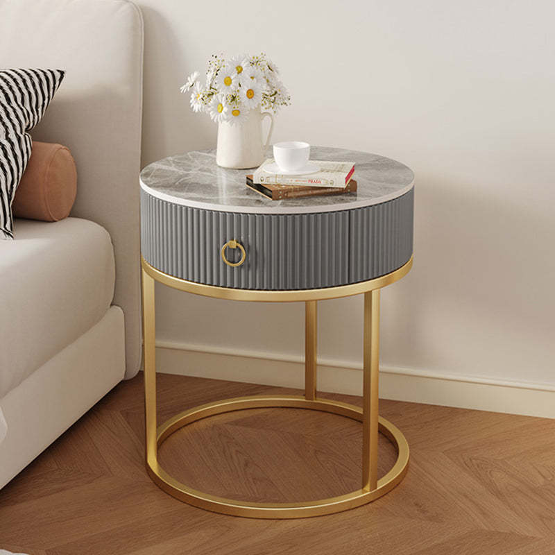 Scandinavian Rock Slab Steel Side Table