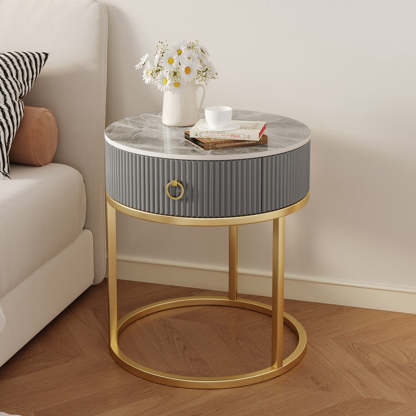 Scandinavian Rock Slab Steel Side Table