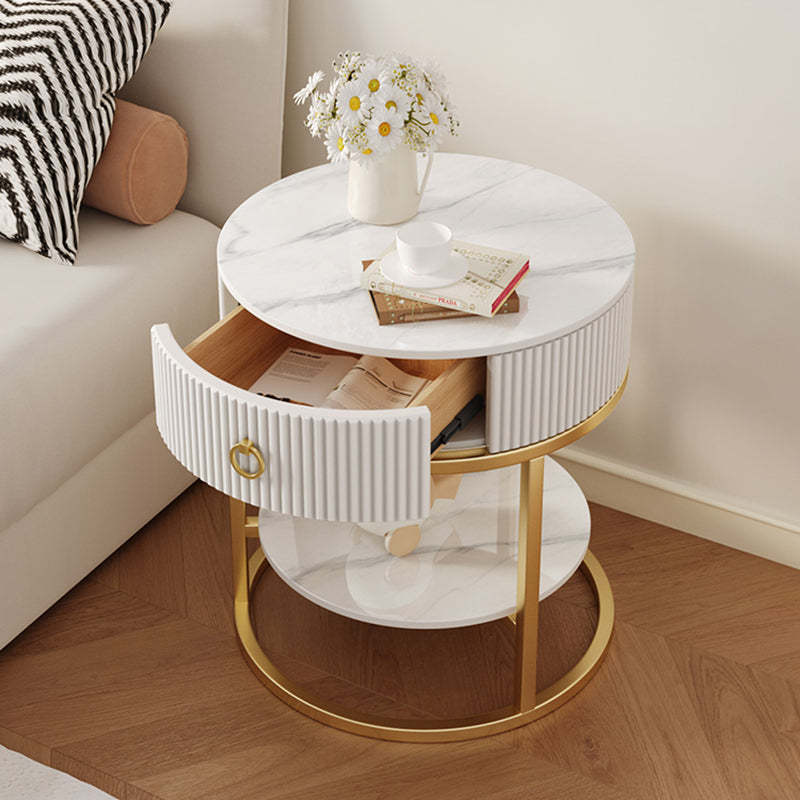 Scandinavian Rock Slab Steel Side Table