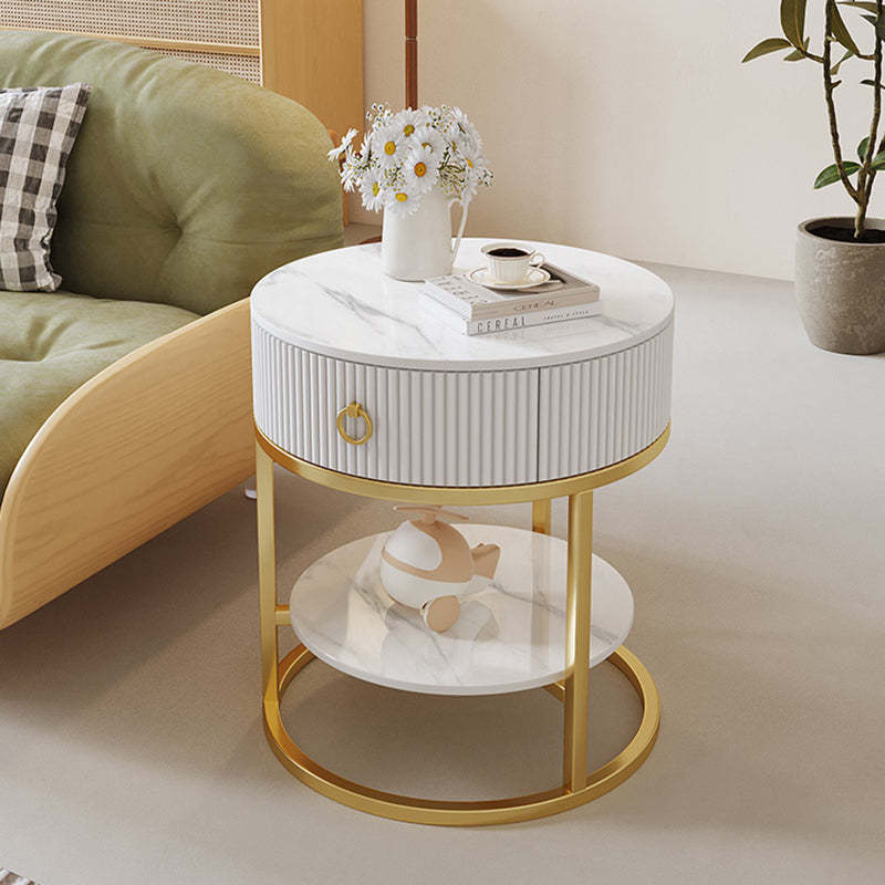 Scandinavian Rock Slab Steel Side Table