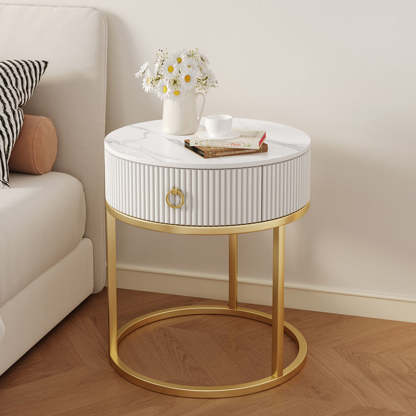 Scandinavian Rock Slab Steel Side Table