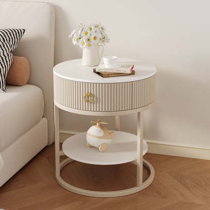 Scandinavian Rock Slab Steel Side Table