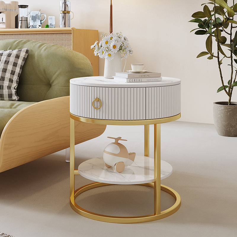 Scandinavian Rock Slab Steel Side Table