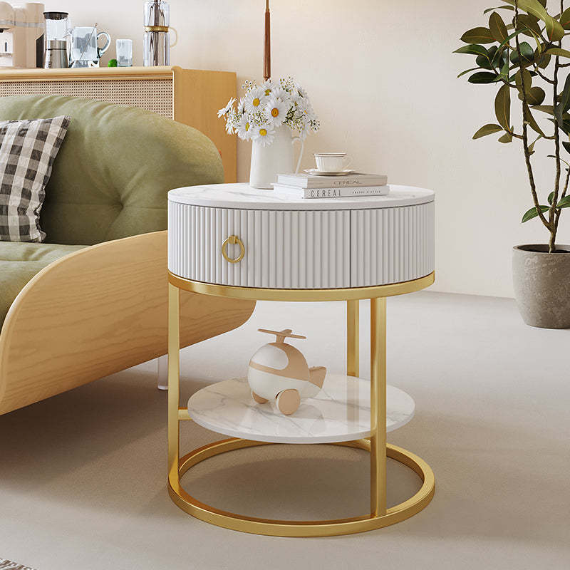Scandinavian Rock Slab Steel Side Table