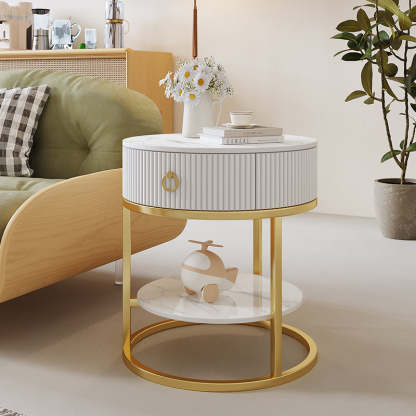 Scandinavian Rock Slab Steel Side Table