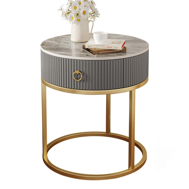Scandinavian Rock Slab Steel Side Table