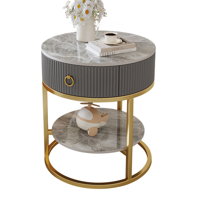 Scandinavian Rock Slab Steel Side Table