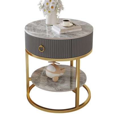 Scandinavian Rock Slab Steel Side Table