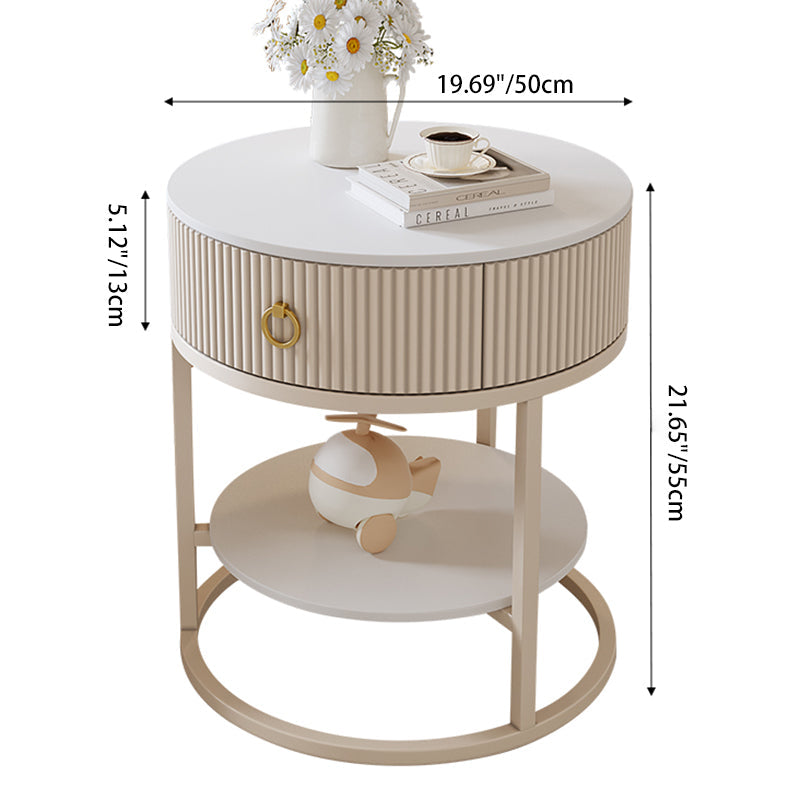 Scandinavian Rock Slab Steel Side Table — E - Small
