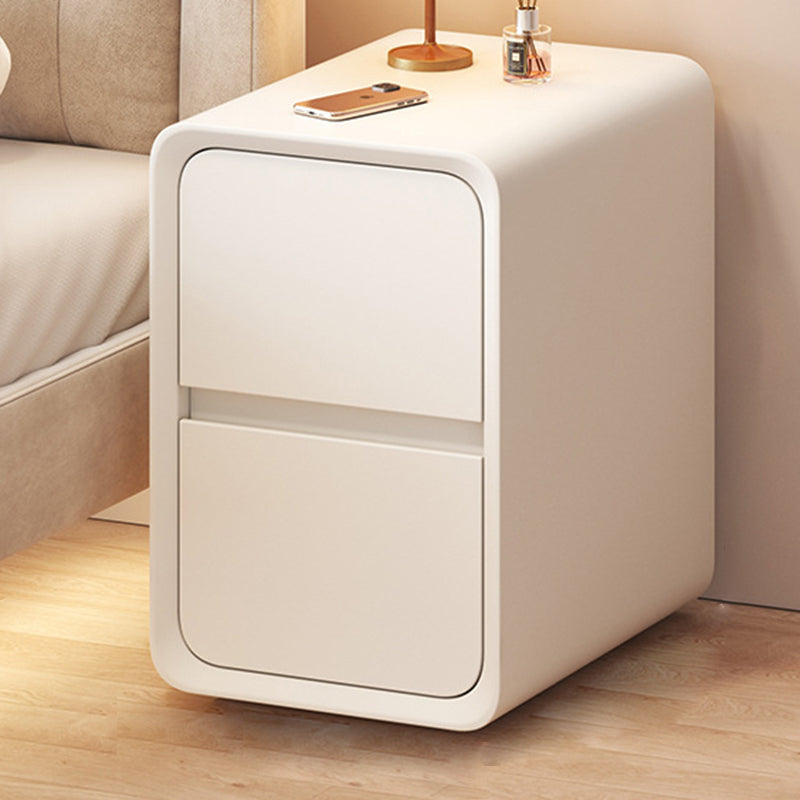 Minimalist Nanotech Leather Nightstand 2-Drawer — White