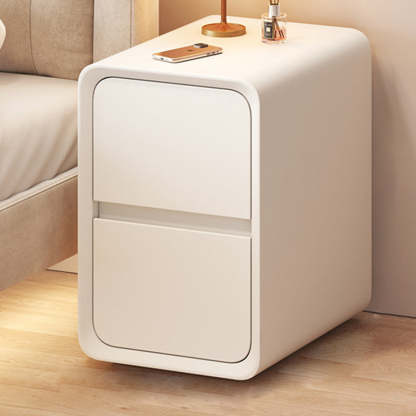 Minimalist Nanotech Leather Nightstand 2-Drawer — White