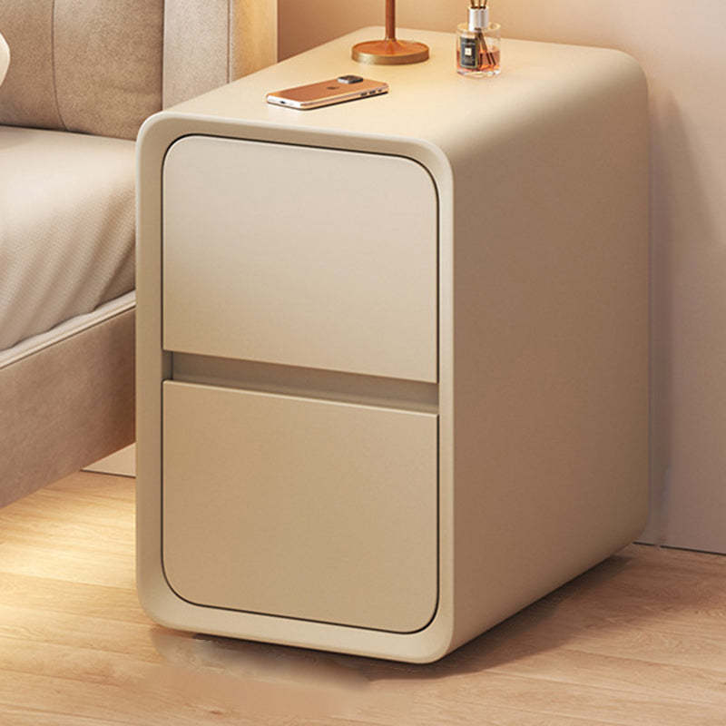 Minimalist Nanotech Leather Nightstand 2-Drawer — Brown