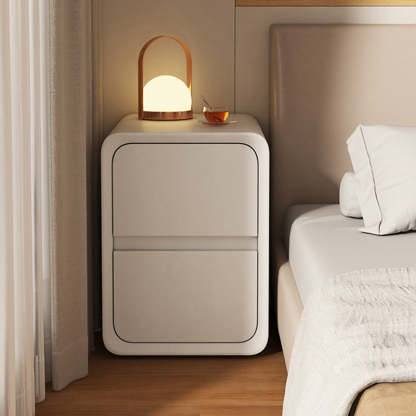 Minimalist Nanotech Leather Nightstand 2-Drawer