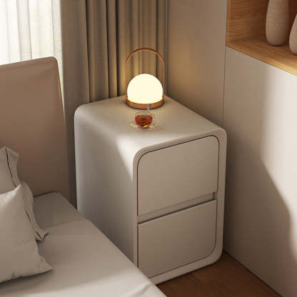 Minimalist Nanotech Leather Nightstand 2-Drawer