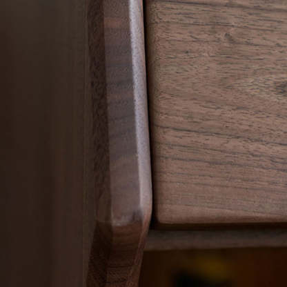 Vintage Black Walnut Glass Nightstand