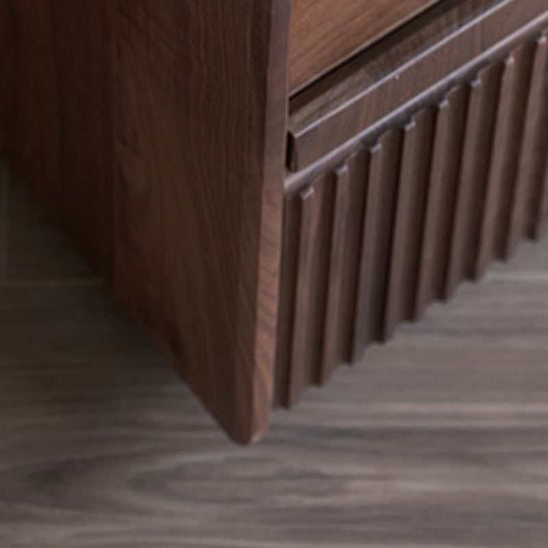 Vintage Black Walnut Glass Nightstand