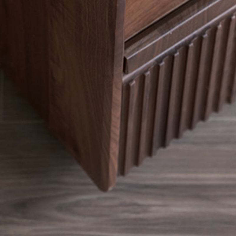 Vintage Black Walnut Glass Nightstand