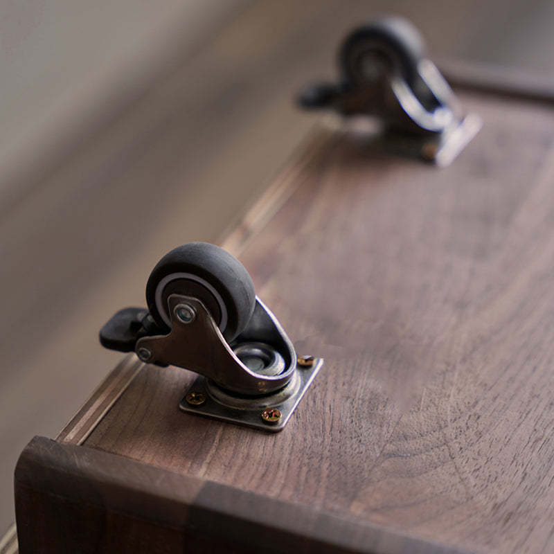 Vintage Black Walnut Glass Nightstand