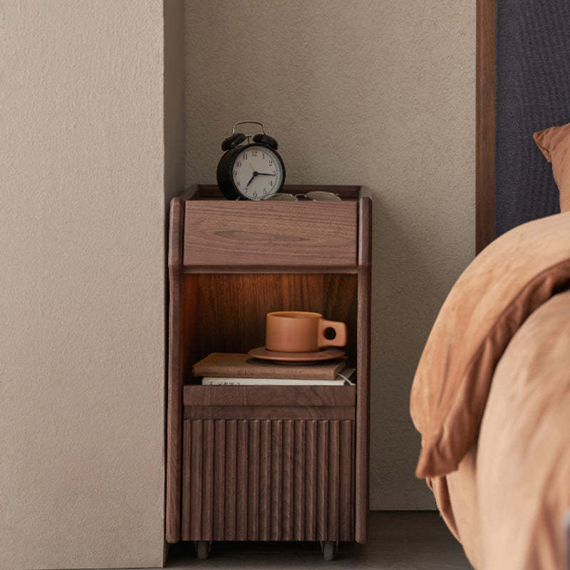 Vintage Black Walnut Glass Nightstand