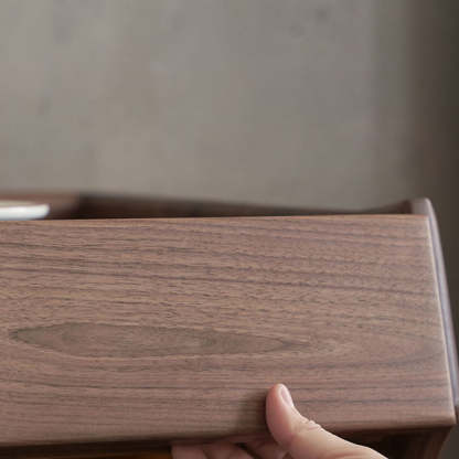Vintage Black Walnut Glass Nightstand