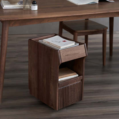 Vintage Black Walnut Glass Nightstand