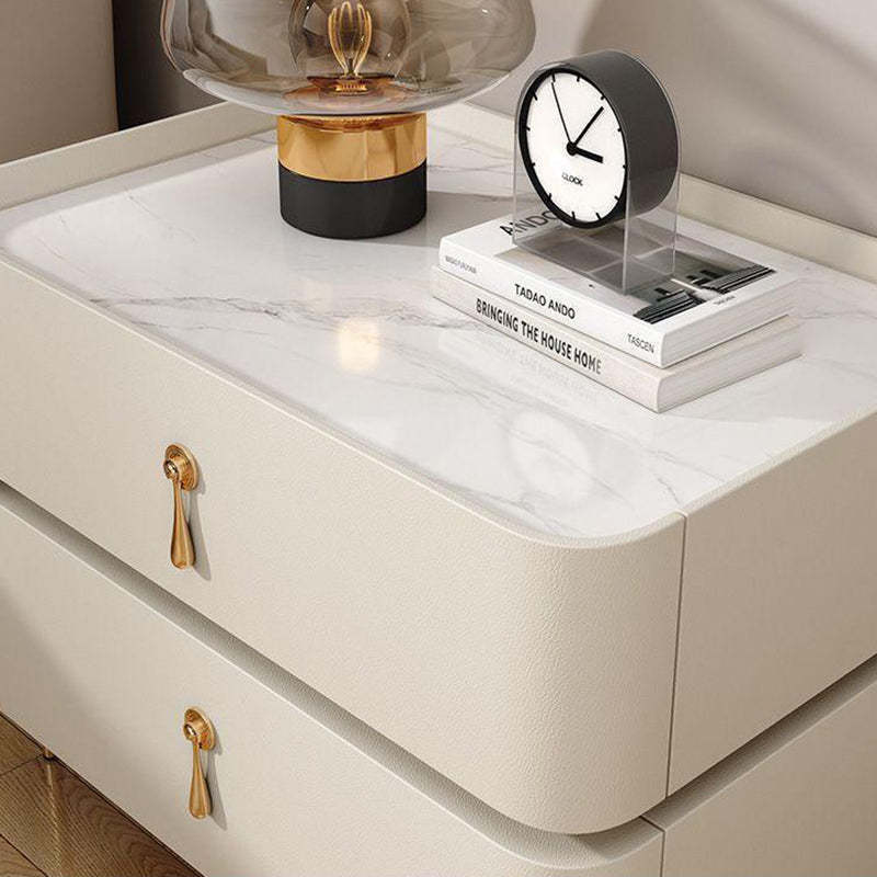 Modern Rock Slab Metal 2-Drawer Nightstand — Dark Gray
