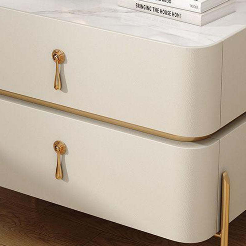 Modern Rock Slab Metal 2-Drawer Nightstand