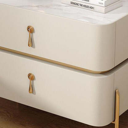 Modern Rock Slab Metal 2-Drawer Nightstand