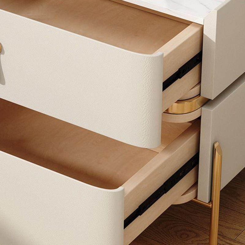 Modern Rock Slab Metal 2-Drawer Nightstand