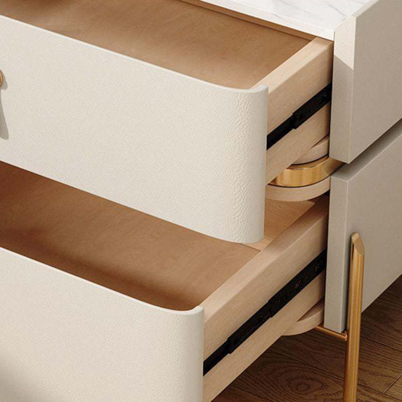 Modern Rock Slab Metal 2-Drawer Nightstand