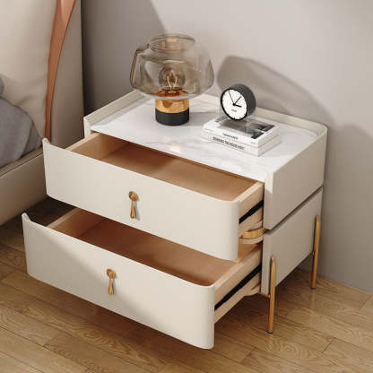 Modern Rock Slab Metal 2-Drawer Nightstand