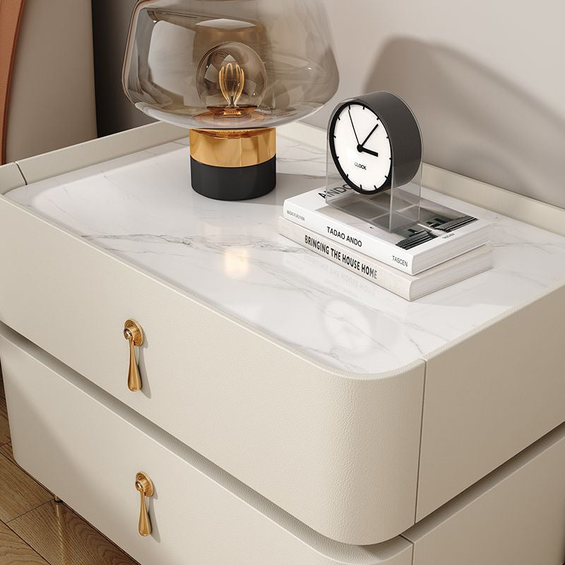 Modern Rock Slab Metal 2-Drawer Nightstand