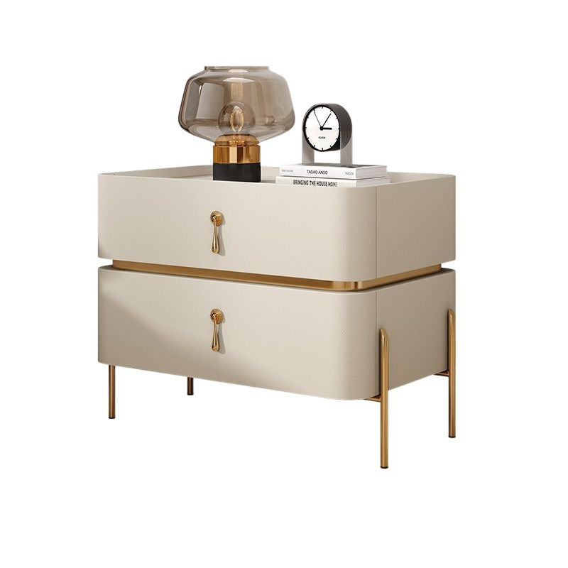 Modern Rock Slab Metal 2-Drawer Nightstand