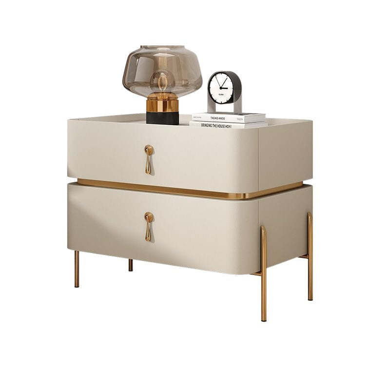 Modern Rock Slab Metal 2-Drawer Nightstand