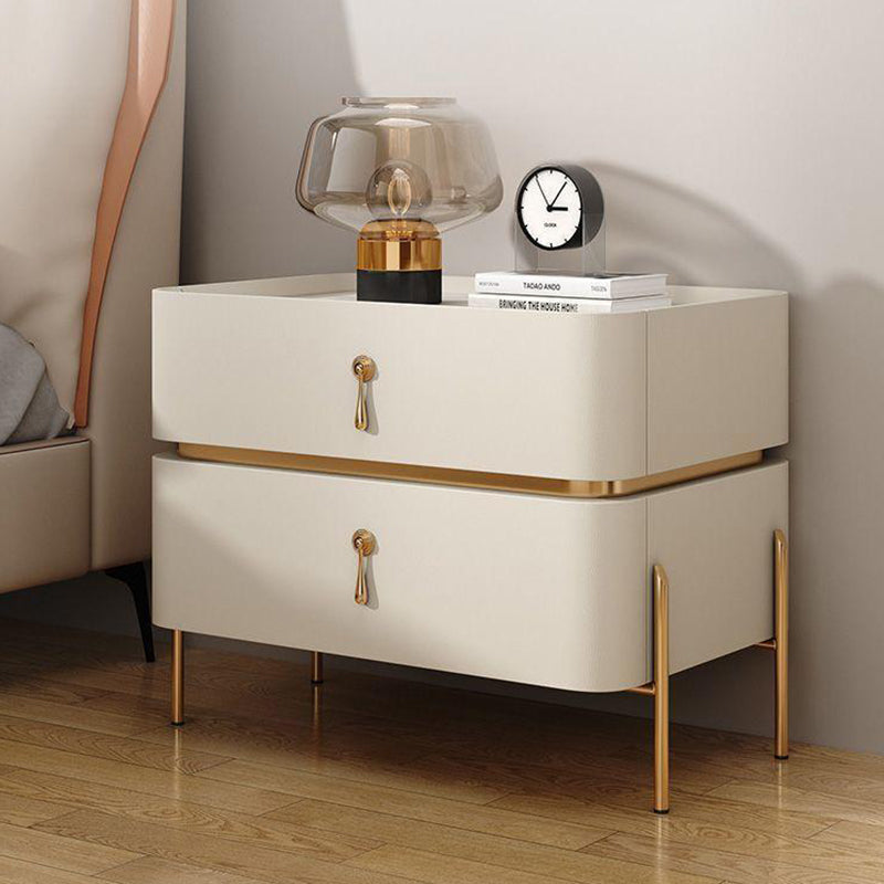 Modern Rock Slab Metal 2-Drawer Nightstand